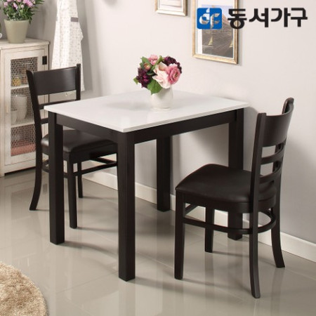 동서가구 H심플 고광택 하이그로시 2인용 식탁 테이블 세트